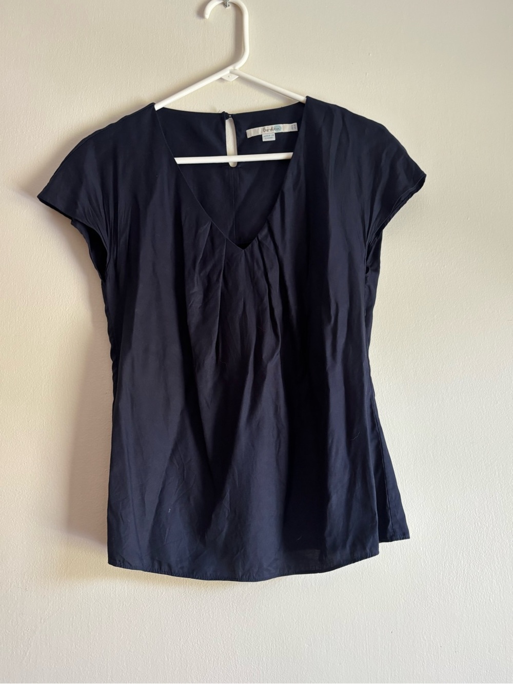 Boden Navy V-Neck Cap Sleeve Blouse